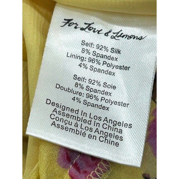 For Love & Lemon Womens Maison Floral Dress Ruffle Hi-Low Hem Yellow Size M - Picture 10 of 11